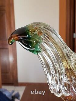 Vintage Murano Glass Bird Bullicante Huge 18 inch Eagle Hawk Statue Sculpture