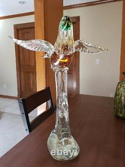 Vintage Murano Glass Bird Bullicante Huge 18 inch Eagle Hawk Statue Sculpture