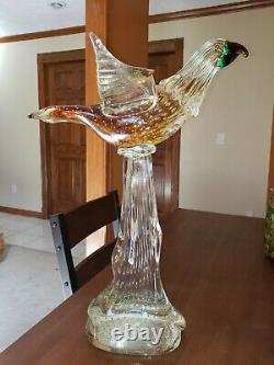 Vintage Murano Glass Bird Bullicante Huge 18 inch Eagle Hawk Statue Sculpture