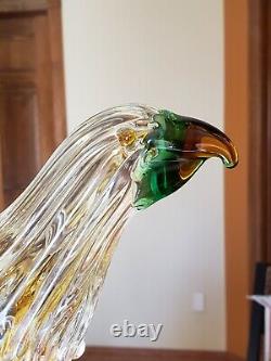 Vintage Murano Glass Bird Bullicante Huge 18 inch Eagle Hawk Statue Sculpture