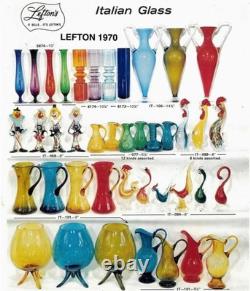 Vintage Murano Glass Bird Figurine Teal Clear Bullicante 1970s Italy