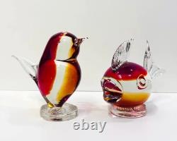 Vintage Murano Glass Bird & Fish Pair-Labeled-Excellent-Rare