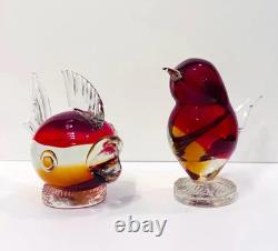 Vintage Murano Glass Bird & Fish Pair-Labeled-Excellent-Rare