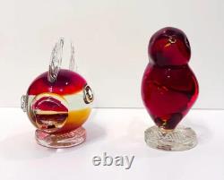 Vintage Murano Glass Bird & Fish Pair-Labeled-Excellent-Rare