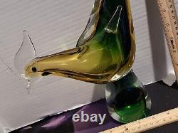 Vintage Murano Glass Bird Sculpture Hand Blown Large Bird Polished Bottom 15in