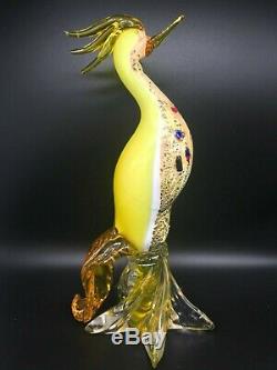 Vintage Murano Glass Bird withBeaded Chest 10.75H