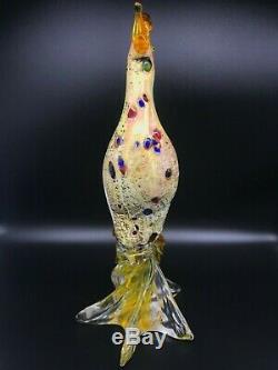 Vintage Murano Glass Bird withBeaded Chest 10.75H