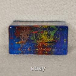 Vintage Murano Glass Block Aquarium Paperweight Tropical Fish Made in Italy