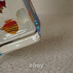 Vintage Murano Glass Block Aquarium Paperweight Tropical Fish Made in Italy