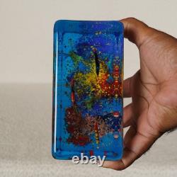 Vintage Murano Glass Block Aquarium Paperweight Tropical Fish Made in Italy