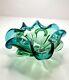 Vintage Murano Glass Bowl Barovier Toso Flower Console Dish Rolled Edge Blue 9