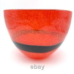 Vintage Murano Glass Bowl Ca Dei Vetrai Orange Black Band Mid Century