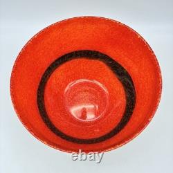Vintage Murano Glass Bowl Ca Dei Vetrai Orange Black Band Mid Century