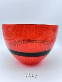 Vintage Murano Glass Bowl Ca Dei Vetrai Orange Black Band Mid Century