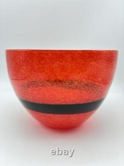 Vintage Murano Glass Bowl Ca Dei Vetrai Orange Black Band Mid Century