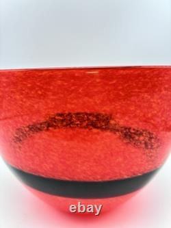 Vintage Murano Glass Bowl Ca Dei Vetrai Orange Black Band Mid Century
