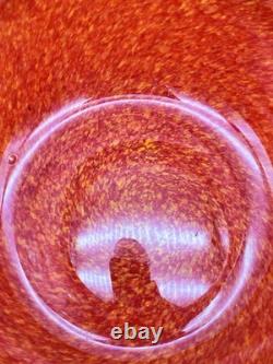 Vintage Murano Glass Bowl Ca Dei Vetrai Orange Black Band Mid Century