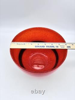 Vintage Murano Glass Bowl Ca Dei Vetrai Orange Black Band Mid Century