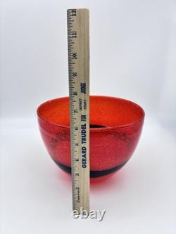 Vintage Murano Glass Bowl Ca Dei Vetrai Orange Black Band Mid Century