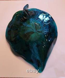 Vintage Murano Glass Bowl Candy Trinket Dish Leaf Shaped Amazing Colors