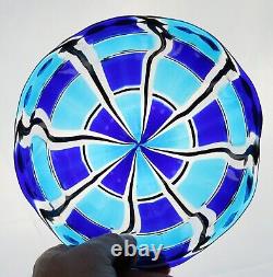 Vintage Murano Glass Bowl Italian Venetian Unsigned Blue Black