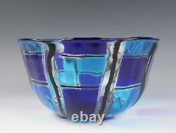 Vintage Murano Glass Bowl Italian Venetian Unsigned Blue Black