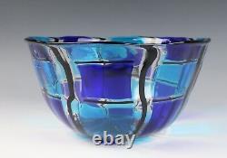 Vintage Murano Glass Bowl Italian Venetian Unsigned Blue Black