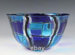 Vintage Murano Glass Bowl Italian Venetian Unsigned Blue Black