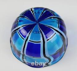 Vintage Murano Glass Bowl Italian Venetian Unsigned Blue Black