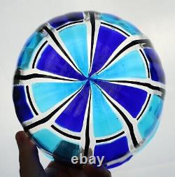 Vintage Murano Glass Bowl Italian Venetian Unsigned Blue Black