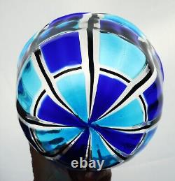 Vintage Murano Glass Bowl Italian Venetian Unsigned Blue Black