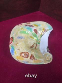 Vintage Murano Glass Bowl Millefiori Tutti Fruity Scroll Corner See Spot