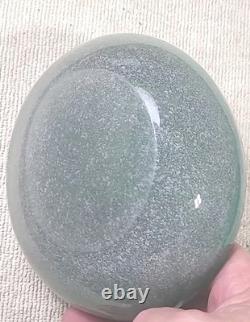 Vintage Murano Glass Bowl Pulegoso Style Glass Green & Aventurine Gold Flakes