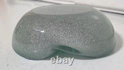 Vintage Murano Glass Bowl Pulegoso Style Glass Green & Aventurine Gold Flakes