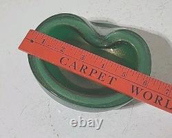 Vintage Murano Glass Bowl Pulegoso Style Glass Green & Aventurine Gold Flakes