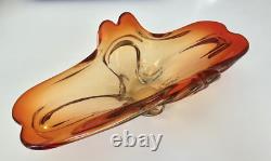 Vintage Murano Glass Bowl Red Amber 1950s Candy Bowl Handblown Freeform Organic Vintage Murano Glass Bowl Red Amber 1950s Candy Bowl Handblown Freeform Organic