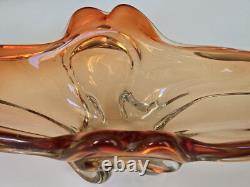 Vintage Murano Glass Bowl Red Amber 1950s Candy Bowl Handblown Freeform Organic Vintage Murano Glass Bowl Red Amber 1950s Candy Bowl Handblown Freeform Organic