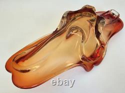 Vintage Murano Glass Bowl Red Amber 1950s Candy Bowl Handblown Freeform Organic Vintage Murano Glass Bowl Red Amber 1950s Candy Bowl Handblown Freeform Organic