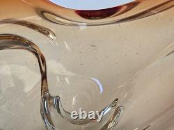 Vintage Murano Glass Bowl Red Amber 1950s Candy Bowl Handblown Freeform Organic Vintage Murano Glass Bowl Red Amber 1950s Candy Bowl Handblown Freeform Organic