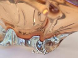 Vintage Murano Glass Bowl Red Amber 1950s Candy Bowl Handblown Freeform Organic Vintage Murano Glass Bowl Red Amber 1950s Candy Bowl Handblown Freeform Organic