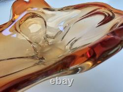 Vintage Murano Glass Bowl Red Amber 1950s Candy Bowl Handblown Freeform Organic Vintage Murano Glass Bowl Red Amber 1950s Candy Bowl Handblown Freeform Organic