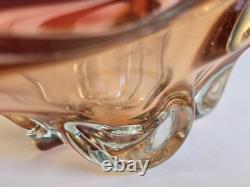 Vintage Murano Glass Bowl Red Amber 1950s Candy Bowl Handblown Freeform Organic Vintage Murano Glass Bowl Red Amber 1950s Candy Bowl Handblown Freeform Organic