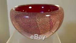 Vintage Murano Glass Bowl Rosso Pulegoso Barovier Seguso Ferro Acid Signed 1936