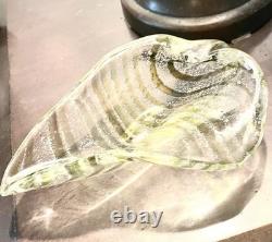 Vintage Murano Glass Bowl Shell Shape Venitian Green