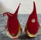 Vintage Murano Glass Bud Vase Red/Gold Sommerso Glass Lot of 2 Please Read