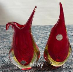 Vintage Murano Glass Bud Vase Red/Gold Sommerso Glass Lot of 2 Please Read