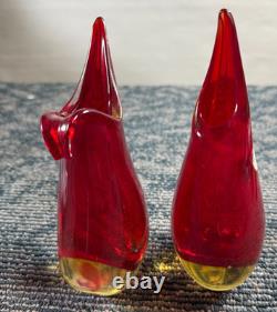 Vintage Murano Glass Bud Vase Red/Gold Sommerso Glass Lot of 2 Please Read