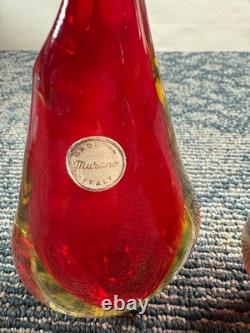 Vintage Murano Glass Bud Vase Red/Gold Sommerso Glass Lot of 2 Please Read
