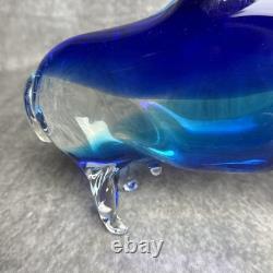 Vintage Murano Glass Bull Large Figurine Blue 9 x 6