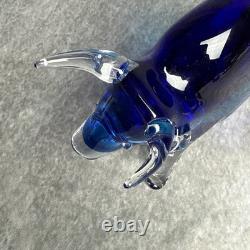 Vintage Murano Glass Bull Large Figurine Blue 9 x 6